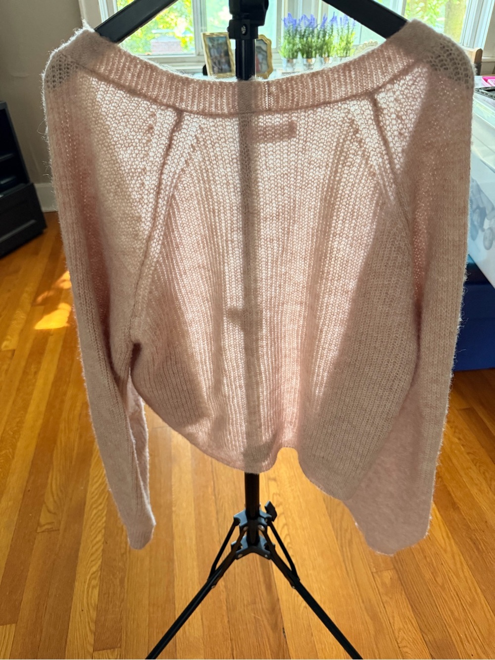 LC Lauren Conrad Blush Pink Lightweight Mohair-Blend Crewneck Sweater